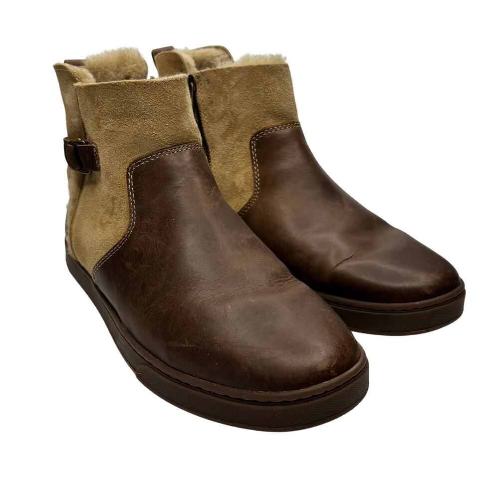 OluKai Pehuea Hulu Women’s Shearling Lined Leather Ankle Boots Brown Size 11 - Picture 2 of 13